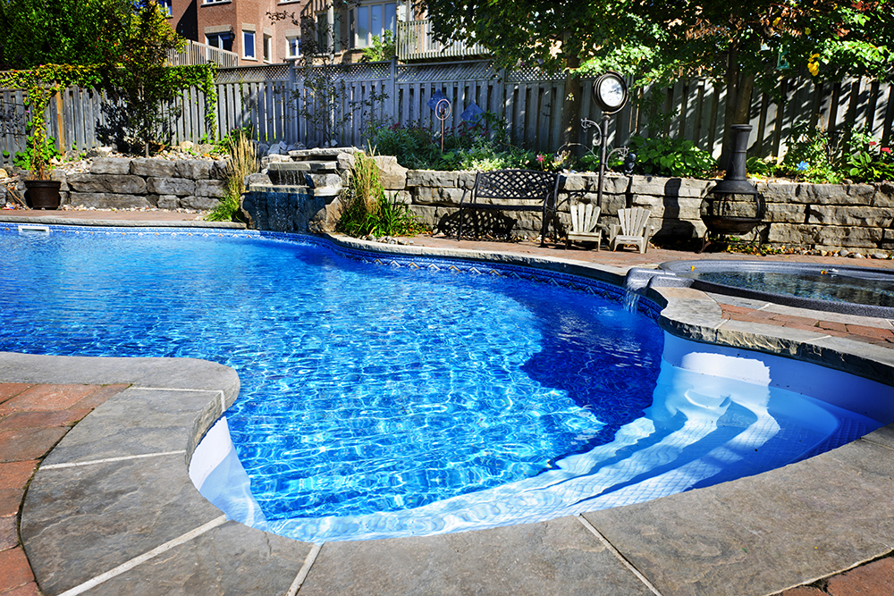 Residential swimming pool seen while providing home inspection services